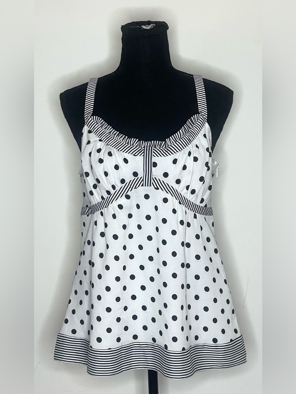 LOFT- Black & White Polka Dot Strappy Tank Early 2000s vibe Size 10